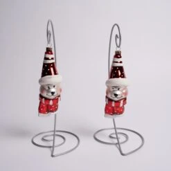 Red White Bear Ornament Set Of 2