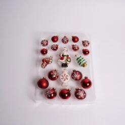 White Red Miniature Ornament Set Of 20