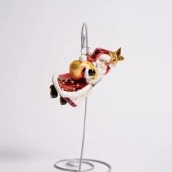 Star Bright Santa Glass Ornament
