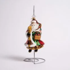 Festive Floral Santa Glass Ornament