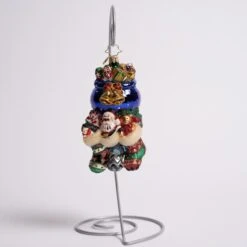 Santa Was Here Glass Ornament