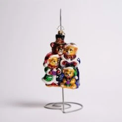 Bear Family Carolers Glass Ornament