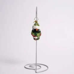 Bundled Up Feathered Friend Glass Gem Ornament