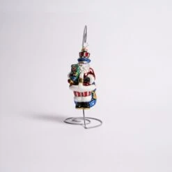 Proud Patriot Santa Glass Ornament
