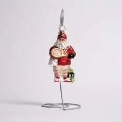 Tennis Ace Santa Glass Ornament