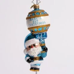 First Christmas Rattle Baby Blue Glass Ornament -Esquire Shop 1021209 2