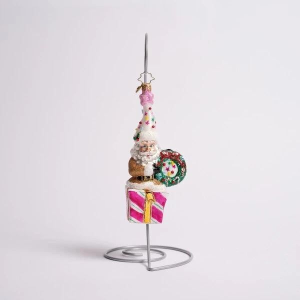 Christmas Confetti Santa Glass Ornament 3 Christmas Confetti Santa Glass Ornament