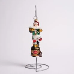 Three Cheers For Santa Glass Ornament