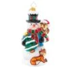 2023 Woodland Friends Snowman Glass Ornament -Esquire Shop 1021378 1
