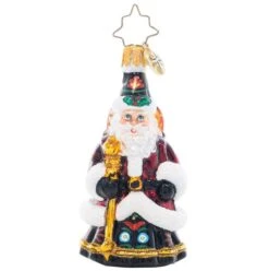 2023 Festive Folk Santa Glass Gem Ornament