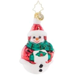 2023 Holly Jolly Snowman Glass Gem Ornament