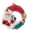 2023 Christmas Wishes Santa Wreath Glass Ornament -Esquire Shop 1021505 1