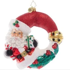 2023 Christmas Wishes Santa Wreath Glass Ornament