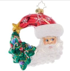 2023 Christmas With A Grin Santa Glass Ornament