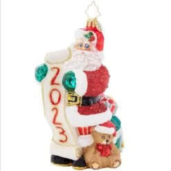 2023 Holly Jolly New Year Glass Ornament