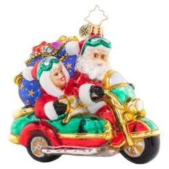 2023 Santa Sidecar Sidekick Glass Ornament