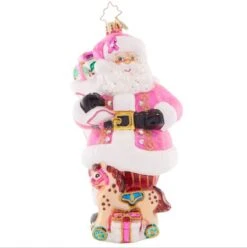 2023 Think Pink Santa Glass Ornament