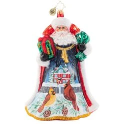 2023 Santa Snowy Scene Glass Ornament