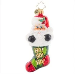 2023 Stocking Stuffed Santa Glass Ornament