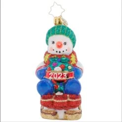 2023 Sliding Through The Year Glass Ornament