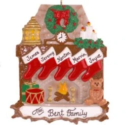 Fireplace With Stockings Family Of 5 -Esquire Shop 104106 1