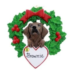 Chocolate Lab With Wreath