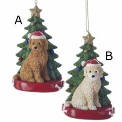 Labradoodle With Christmas Tree Ornament