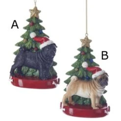 Pug With Christmas Tree Ornament