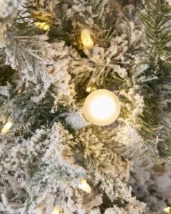 7.5ft Snowy Flocked Slim Balsam Pine With G40 And LED Lights -Esquire Shop 502006 3