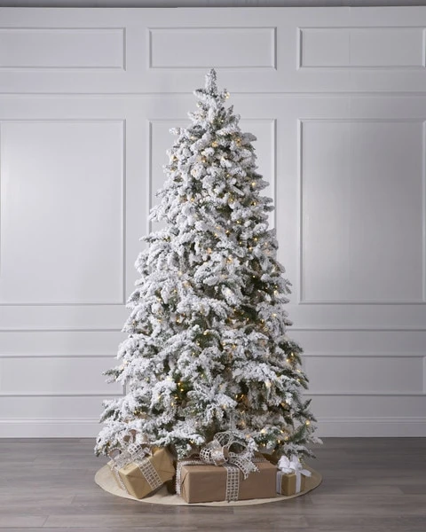 9ft Snowy Flocked Cascade Tree With LED Lights 3 9ft Snowy Flocked Cascade Tree With LED Lights