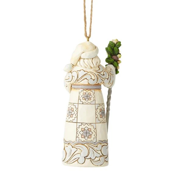 White Woodland Santa Cane Ornament 4 White Woodland Santa Cane Ornament - Image 2