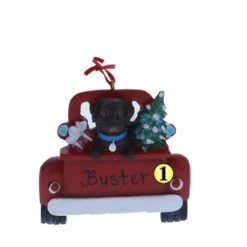 Chocolate Lab In Back Of Truck Ornament