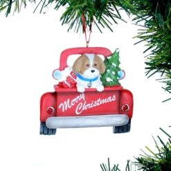 Shih-Tzu In Back Of Truck Ornament -Esquire Shop A1940SH 3