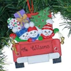 Red Truck Family Of Three Ornament -Esquire Shop A1997 2