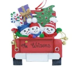 Red Truck Family Of Three Ornament