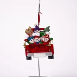 Red Truck Family Of Four Ornament -Esquire Shop A1998 1
