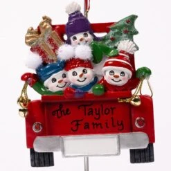 Red Truck Family Of Four Ornament -Esquire Shop A1998 2