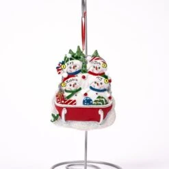 Snowman On Sled Family Of Four