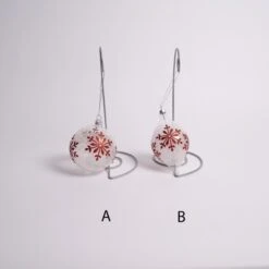 Glass Red And White Snowflake Ornament