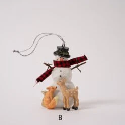 Snowman With Woodland Critters Ornament -Esquire Shop M2234 3