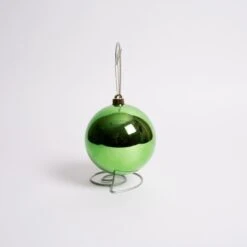 140mm Green Shiny Ball Ornament Box Of 2