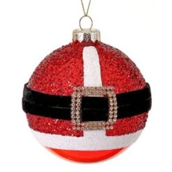 4in Glass Glitter Santa Ball Ornament