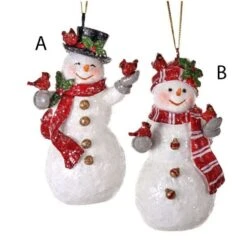 Snowman And Cardinals Ornament