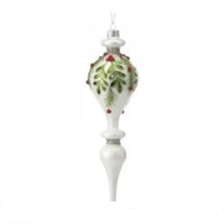 10IN White Glass Berry Finial