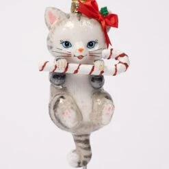 Noble Gems Cat With Candy Cane Ornament -Esquire Shop NB1668 7