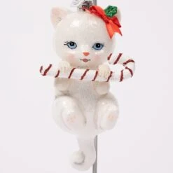 Noble Gems Cat With Candy Cane Ornament -Esquire Shop NB1668 8