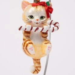 Noble Gems Cat With Candy Cane Ornament -Esquire Shop NB1668 9
