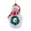 Glass Shimmer Snowman With Wreath -Esquire Shop T2725 1