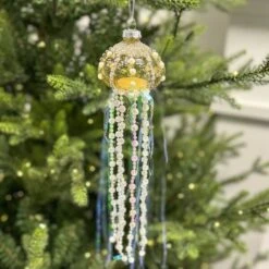 12 Inch Glass Jelly Fish Ornament -Esquire Shop TD1484 3