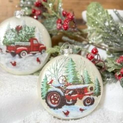 Glass Christmas Red Truck Ornament